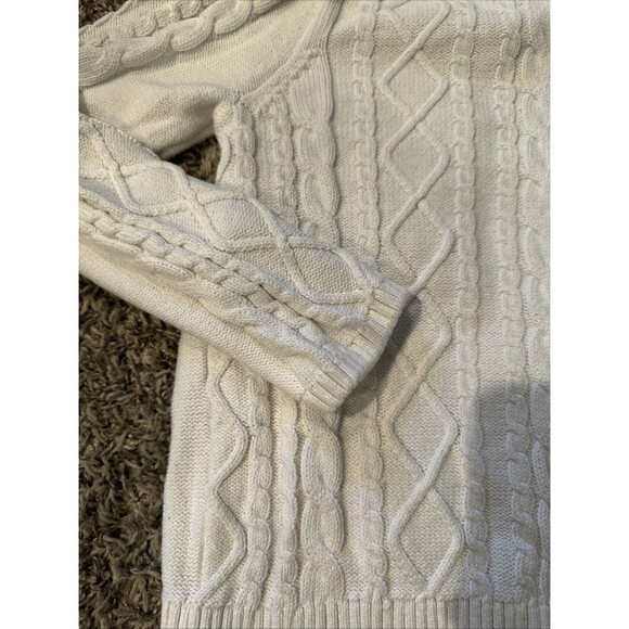 Gymboree Girls Size 7 White Cable Knit Sweater Gold Bow Party Fancy Holiday - Picture 7 of 9